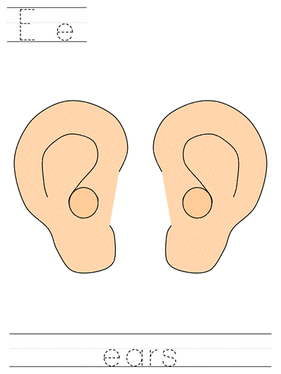 Printable print practice worksheet - Ee ears