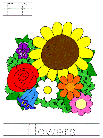 Printable print practice worksheet - Ff flowers