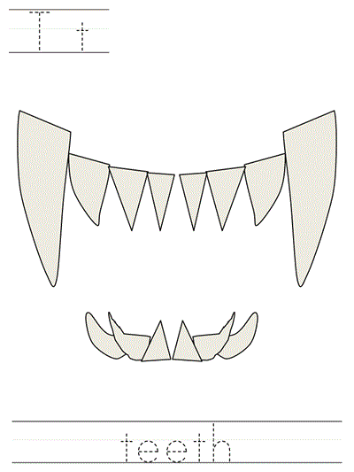 Printable print practice worksheet - Tt teeth