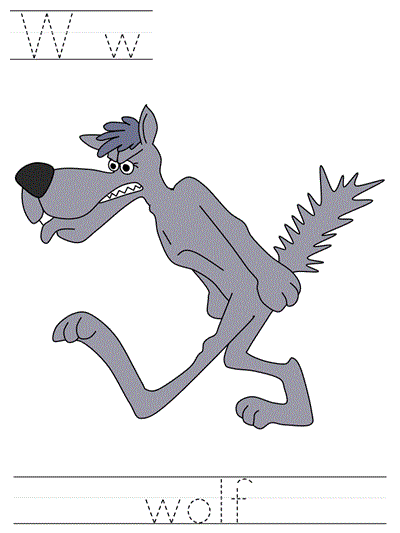 Printable print practice worksheet - Ww wolf