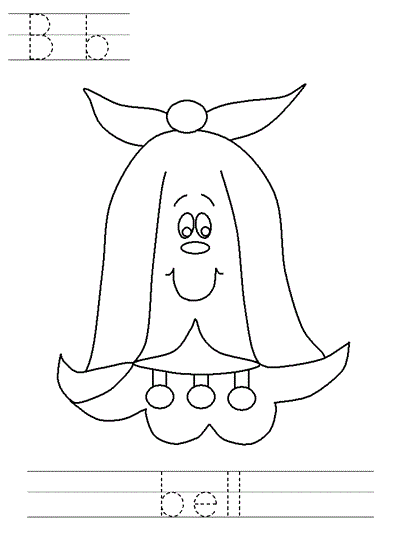 Printable print practice coloring page - Bb bell