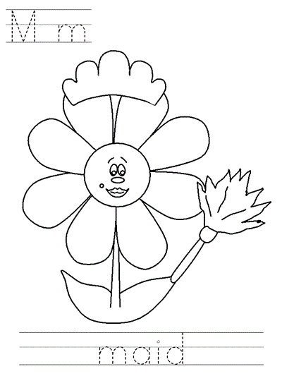 Printable print practice coloring page - Mm maid