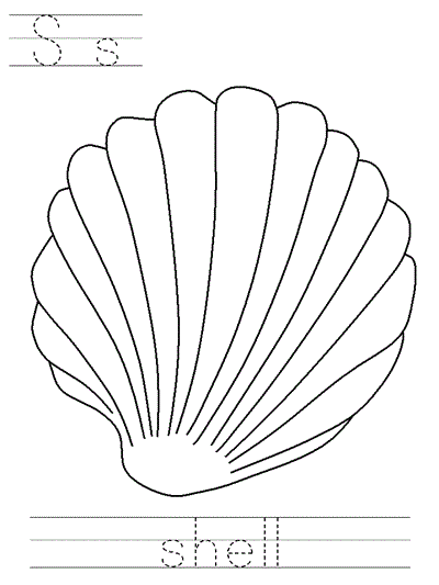 Printable print practice coloring page - Ss shell