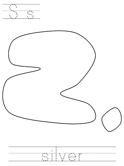 Printable print practice coloring page - Ss silver