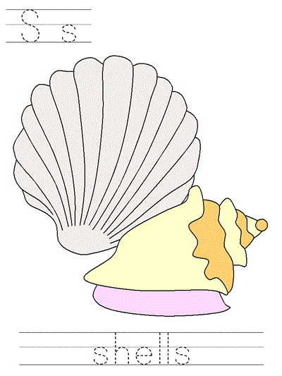 Printable print practice worksheet - Ss shells