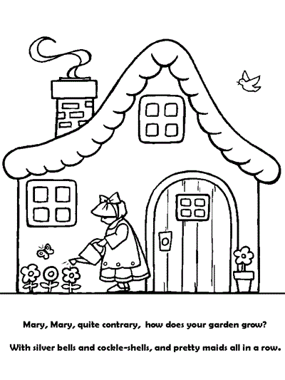Rhyme coloring page with words