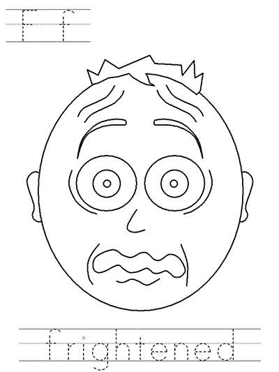 Printable print practice coloring page - Ff frightened