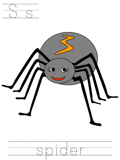 Printable print practice worksheet - Ss spider
