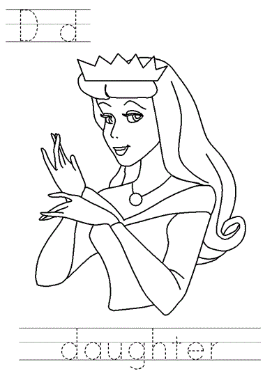 Printable print practice coloring page - Dd daughter