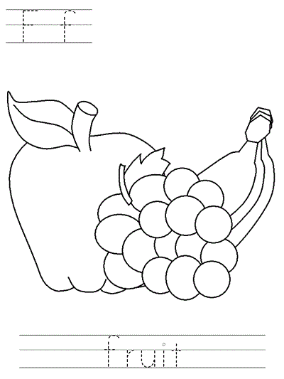 Printable print practice coloring page - Ff fruit
