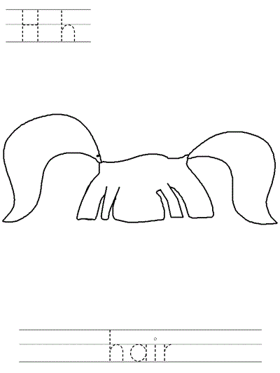 Printable print practice coloring page - Hh hair