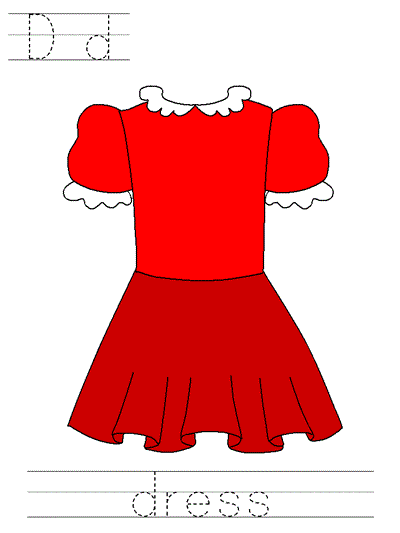 Printable print practice worksheet - Dd dress