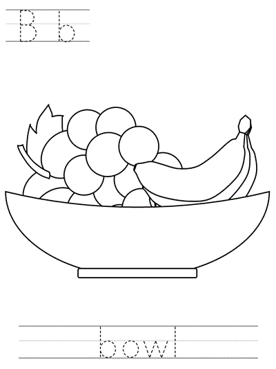 Printable print practice coloring page - Bb bowl