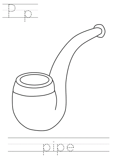 Printable print practice coloring page - Pp pipe