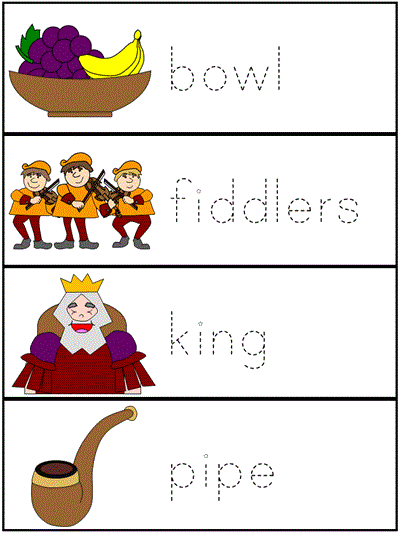 tracer word wall words - bowl, fiddlers, king, pipe