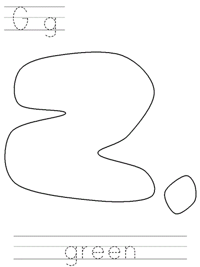 Printable print practice coloring page - Gg green