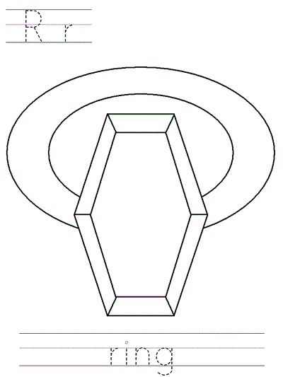 Printable print practice coloring page - Rr ring