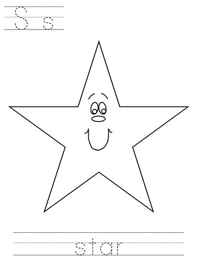 Printable print practice coloring page - Ss star