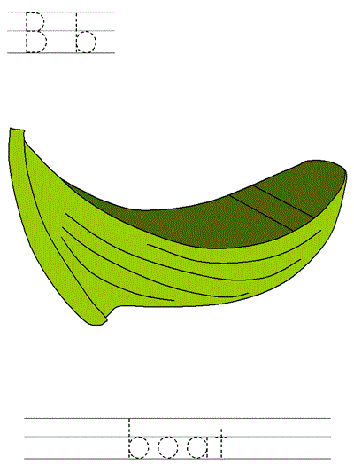 Printable print practice worksheet - Bb boat