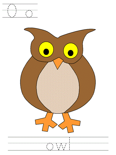 Printable print practice worksheet - Oo owl