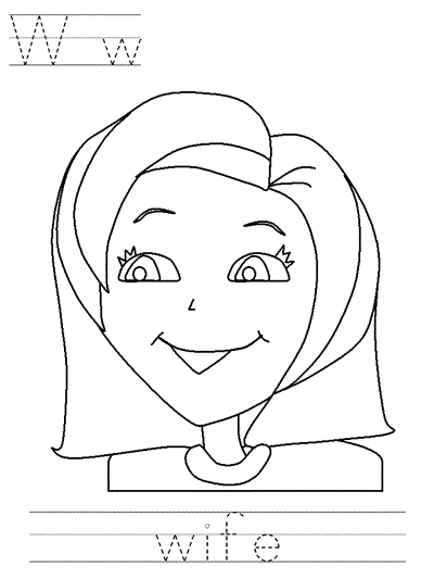 Printable print practice coloring page - Ww wife