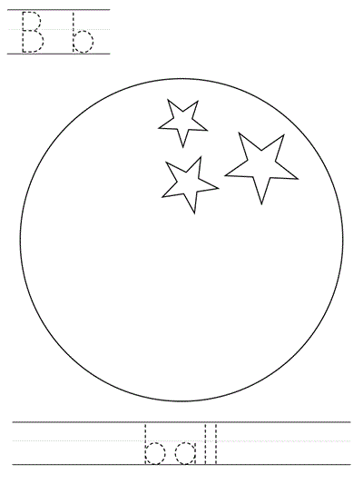 Printable print practice worksheet - Bb ball