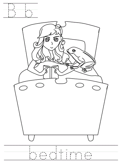 Printable print practice worksheet - Bb bedtime