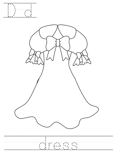 Printable print practice worksheet - Dd dress
