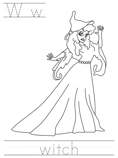 Printable print practice worksheet - Ww witch