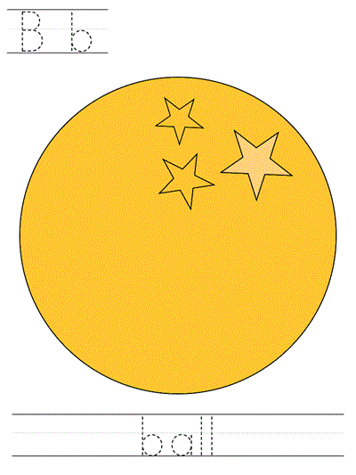 Printable print practice worksheet - Bb ball