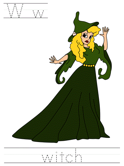 Printable print practice worksheet - Ww witch