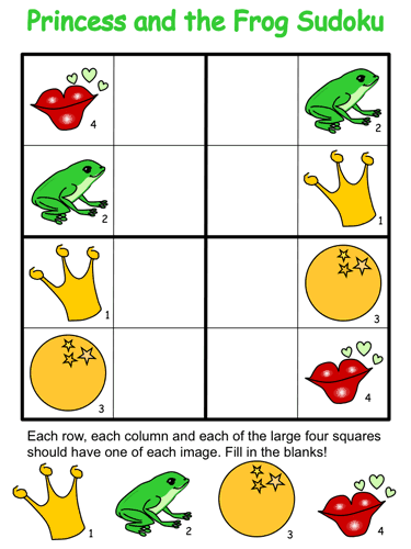 The Princess and the Frog sudoku puzzles
