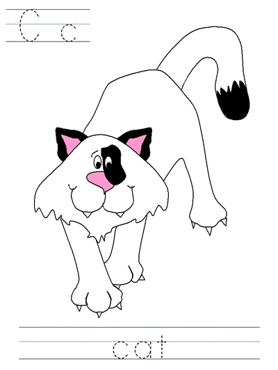 Learn to Print coloring page - Cc cat