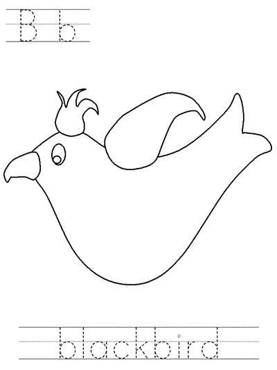 Learn to Print worksheet - Bb blackbird