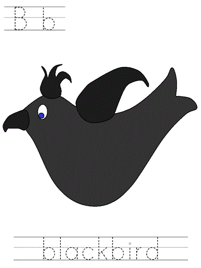 Learn to Print coloring page - Bb blackbird