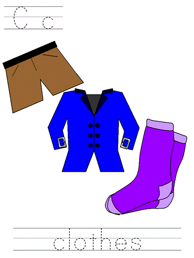 Learn to Print coloring page - Cc clothes