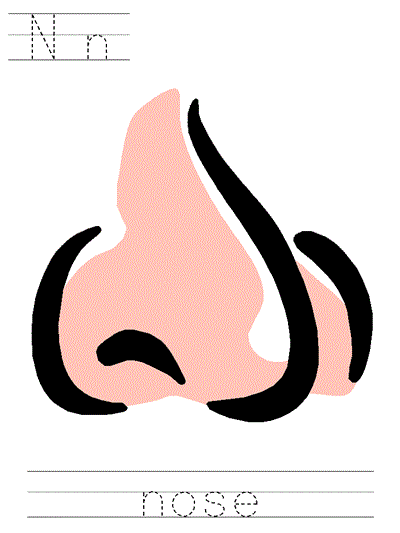 Learn to Print coloring page - Nn nose