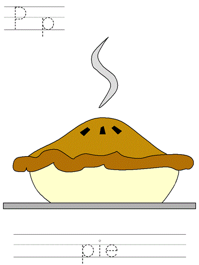 Learn to Print coloring page - Pp pie
