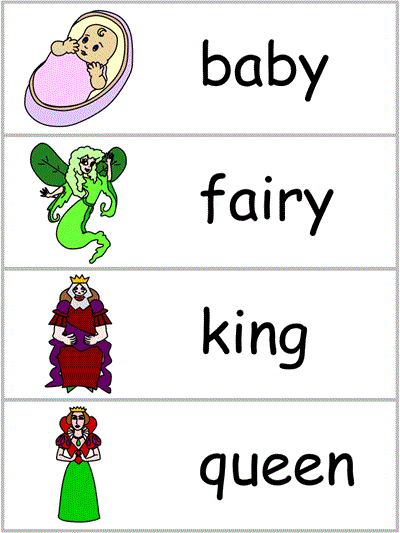 Word Wall Words - baby, fairy, king, queen
