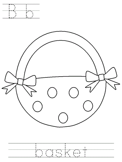 Learn to Print coloring page - Bb basket
