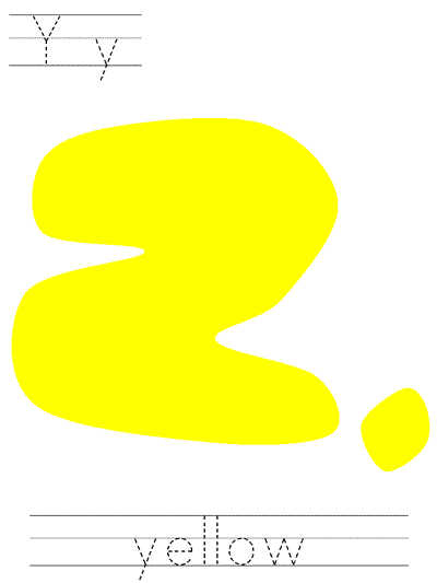 Learn to Print worksheet - Yy yellow