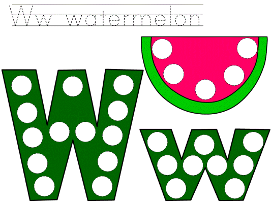 letter W bingo dauber or dot art coloring pages
