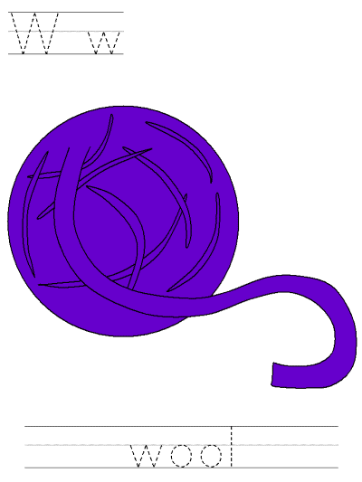 Letter Ww wool alphabet tracer page