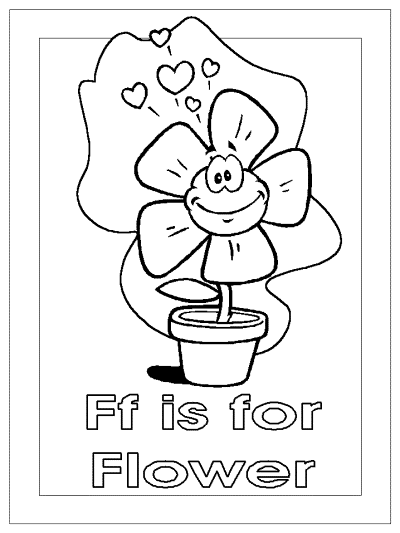 letter f is for flower alphabet coloring page