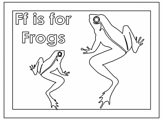 letter f is for frogs coloring page