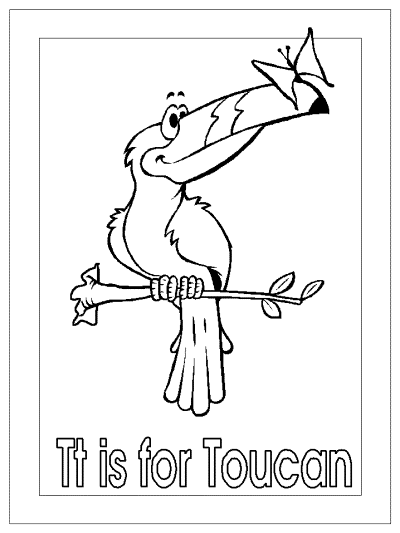 letter t is for toucan alphabet coloring pages