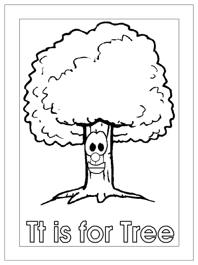 letter t is for tree alphabet coloring pages