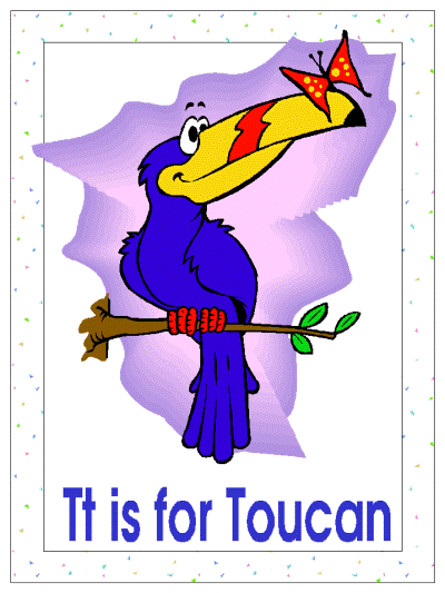 letter t is for toucan alphabet poster