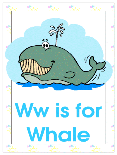 letter w is for whale alphabet poster