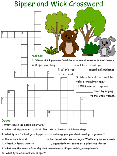 Bipper and Wick Crossword Puzzle